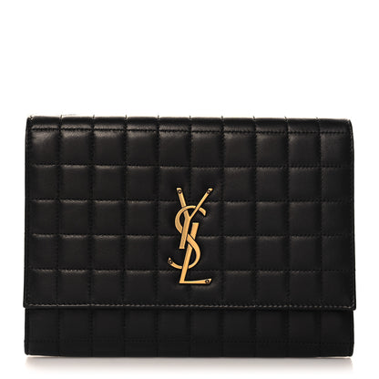 Saint Laurent Lambksin Cassandre Matelasse Carre Flap Pouch Clutch Black 1 of 7