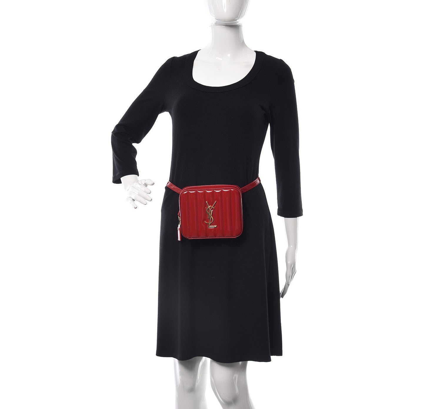Patent Matelasse Vicky Monogram Belt Bag Red
