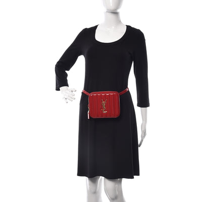 Saint Laurent Patent Matelasse Vicky Monogram Belt Bag Red 2 of 9