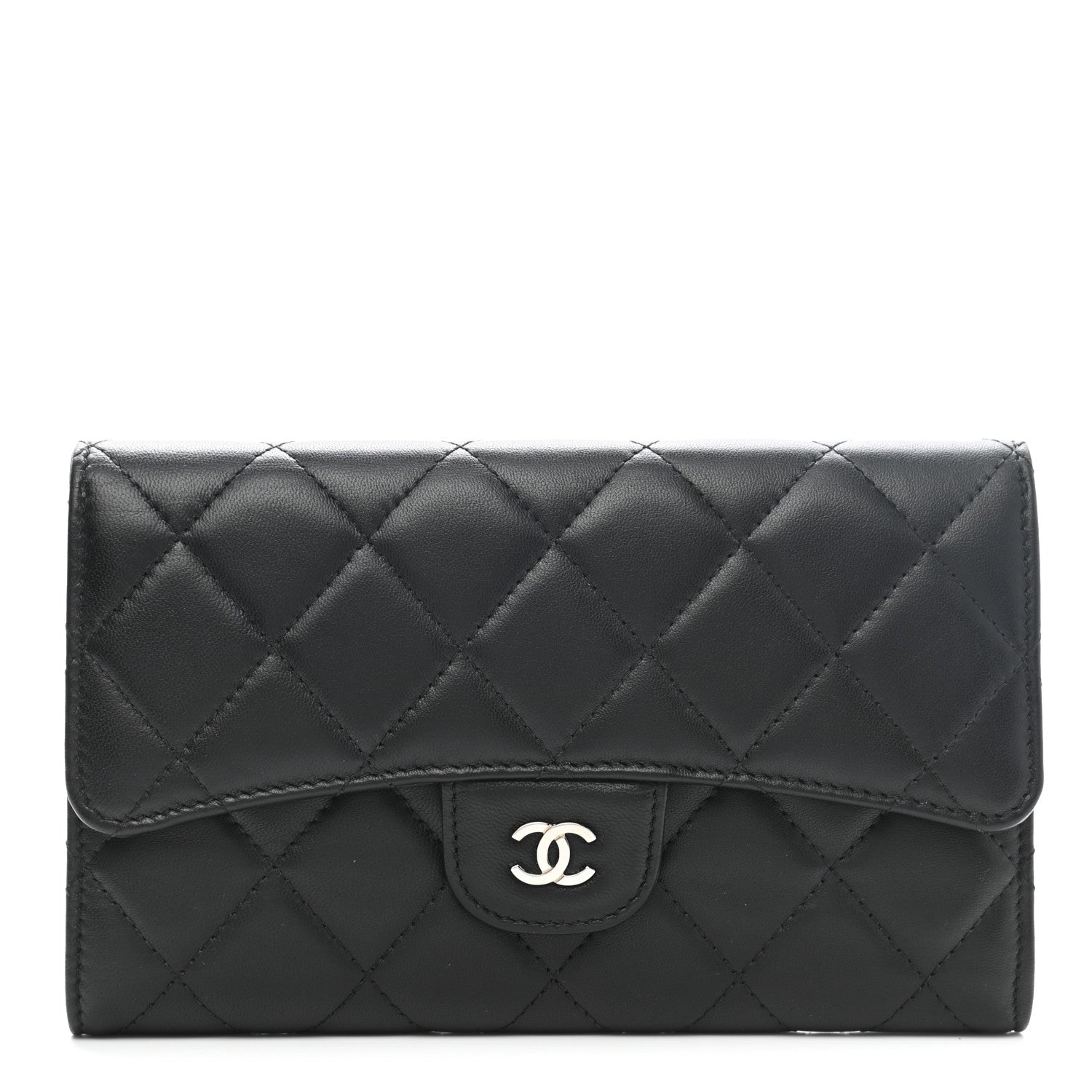 Chanel Lambskin Quilted Large Flap Wallet Black 1 of 10