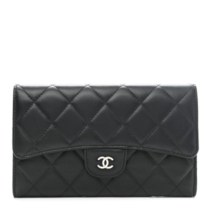 Chanel Lambskin Quilted Large Flap Wallet Black 1 of 10