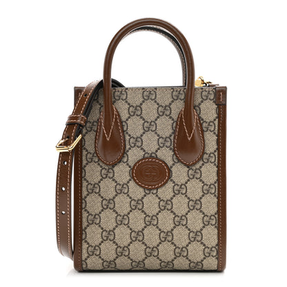 Gucci GG Supreme Monogram Azalea Calfskin Mini Retro Interlocking G Tote Bag Beige Ebony Brown Sugar 1 of 7