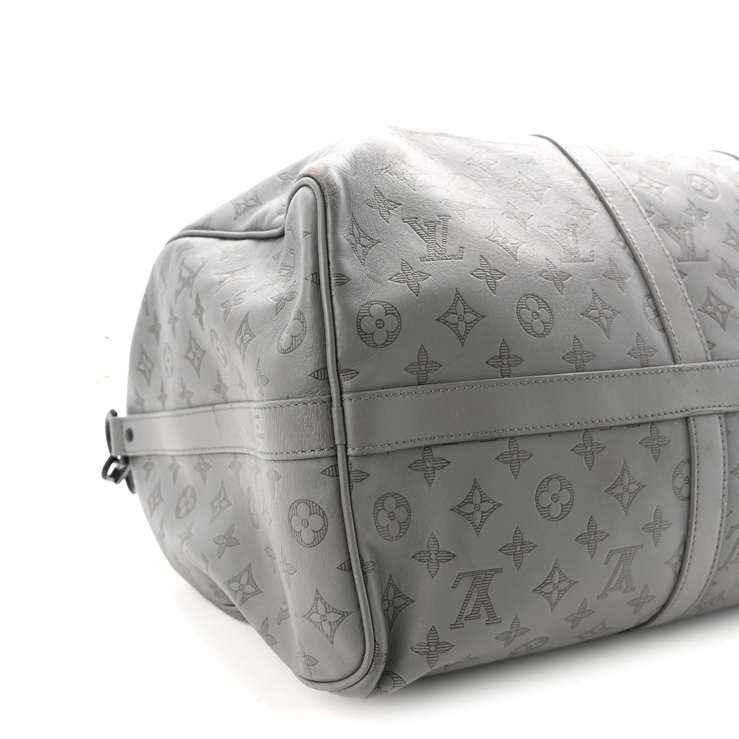 Calfskin Monogram Shadow Keepall Bandouliere 50 Anthracite Gray