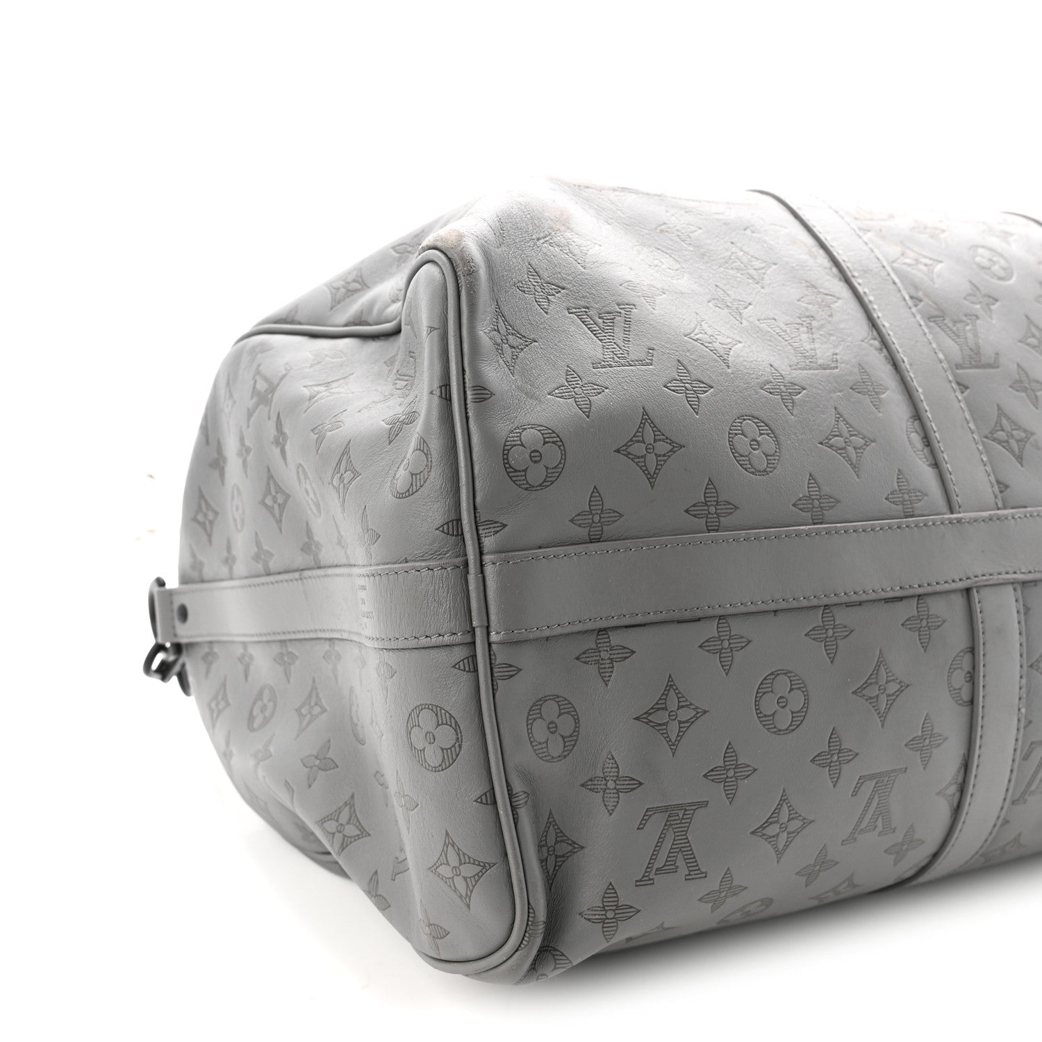 Louis Vuitton Calfskin Monogram Shadow Keepall Bandouliere 50 Anthracite Gray 7 of 8