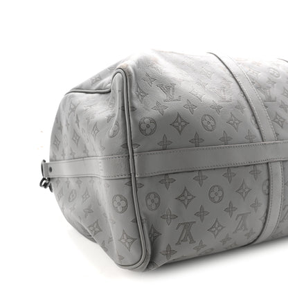 Louis Vuitton Calfskin Monogram Shadow Keepall Bandouliere 50 Anthracite Gray 7 of 8