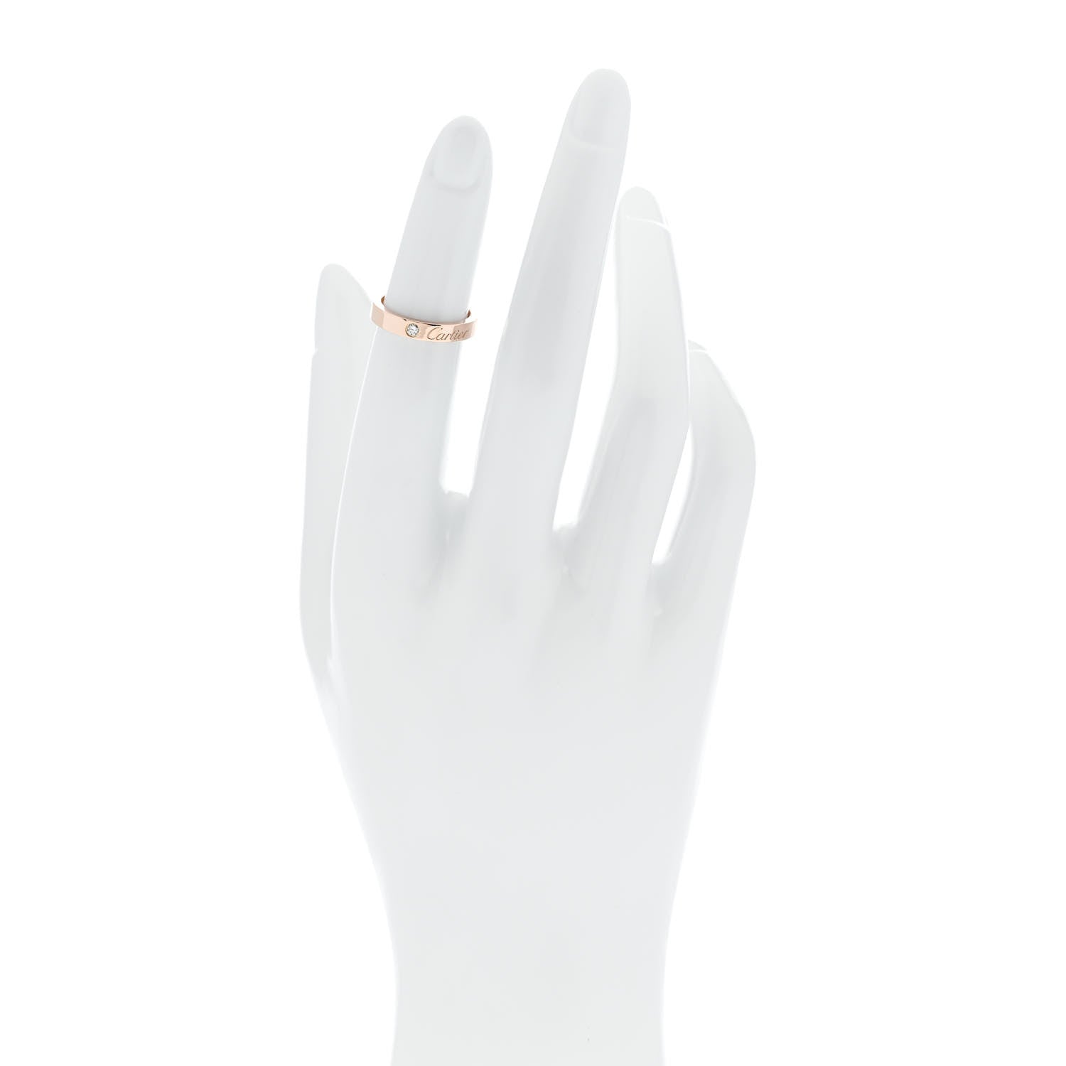 Cartier 18K Pink Gold Diamond 3mm C De Cartier Wedding Band Ring 46 3.75 2 of 6