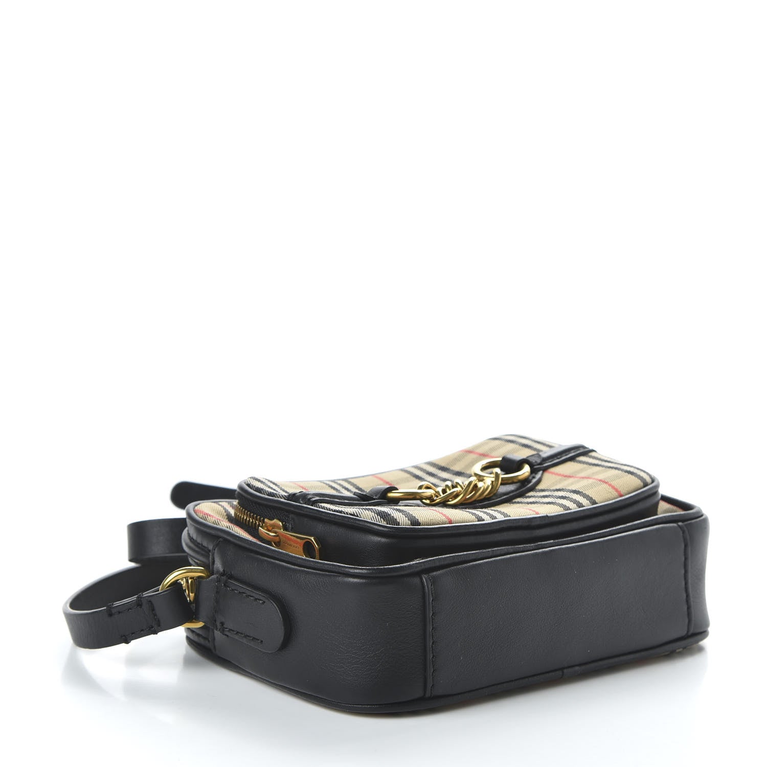 Burberry 1983 Knight Check Smooth Calfskin Link Camera Bag Black 4 of 11