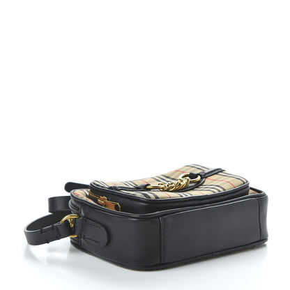 Burberry 1983 Knight Check Smooth Calfskin Link Camera Bag Black 4 of 11