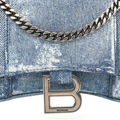 Balenciaga Nappa Denim Printed Hourglass Chain Bag Denim Blue 7 of 9