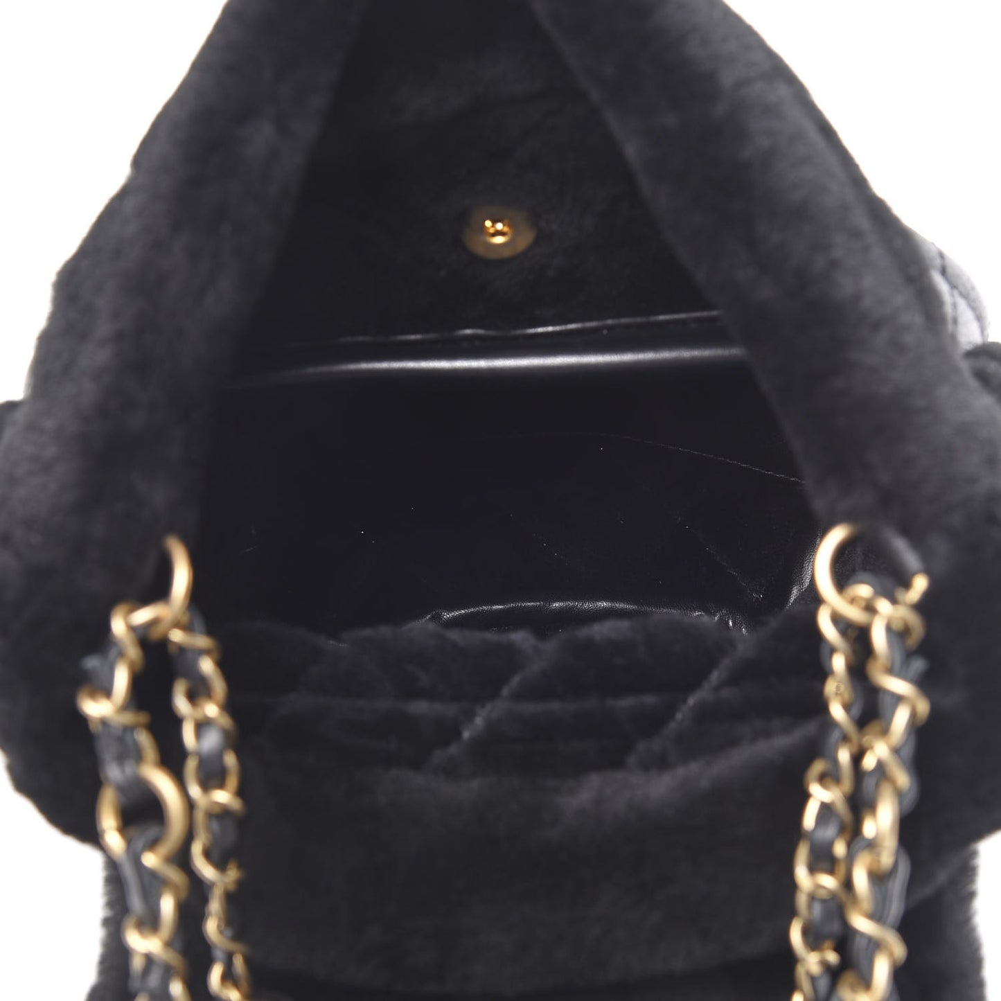 Lambskin Shearling Quilted CC Backpack Black