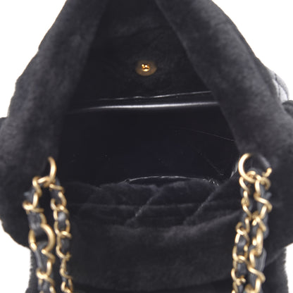 Chanel Lambskin Shearling Quilted CC Backpack Black 4 of 9