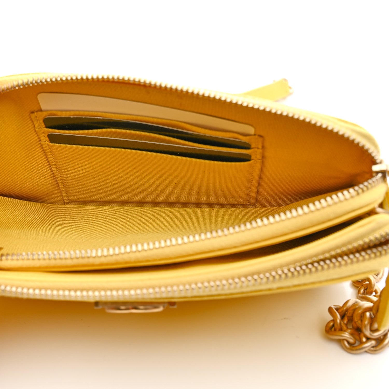 Chanel Caviar Quilted Small Boy Clutch With Chain Yellow 7 of 17