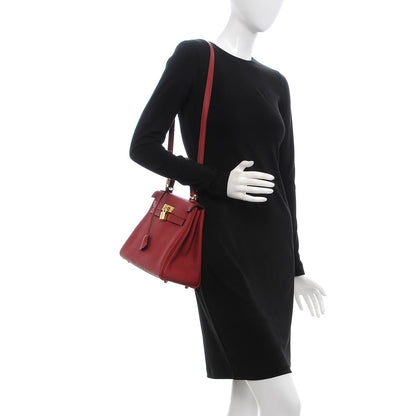 Hermes Togo Kelly Retourne 28 Rouge Grenat 2 of 10