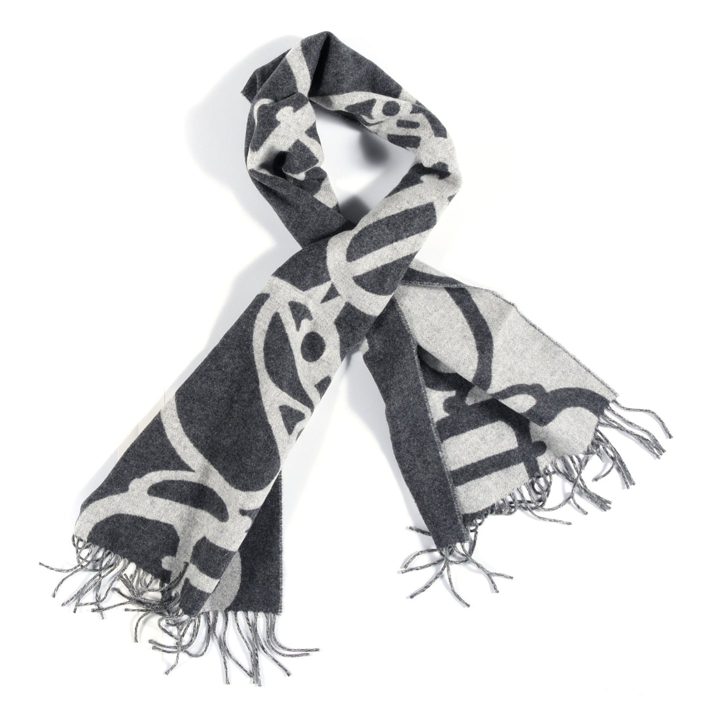 Cashmere Boucles et Camails Muffler Anthracite Gris Clair