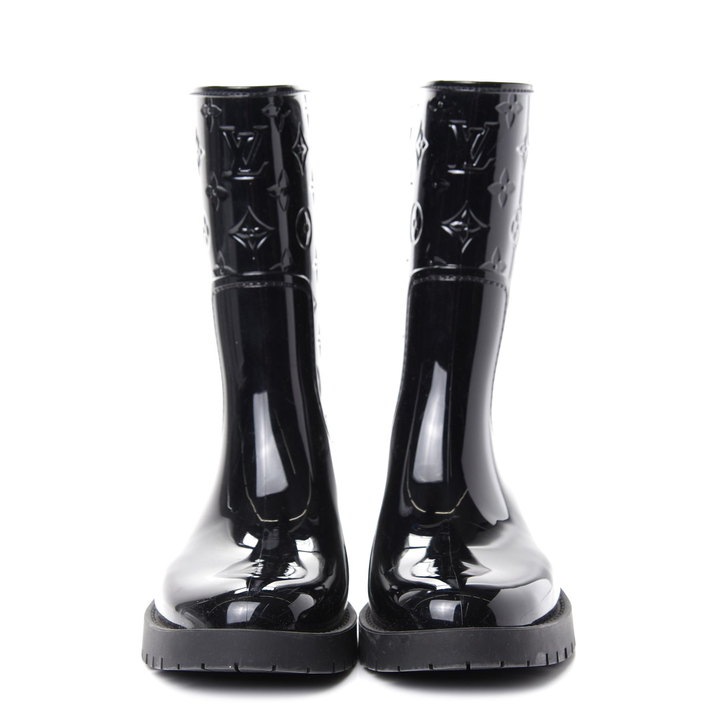 Rubber Embossed Monogram Drops Flat Half Boots 40 Black