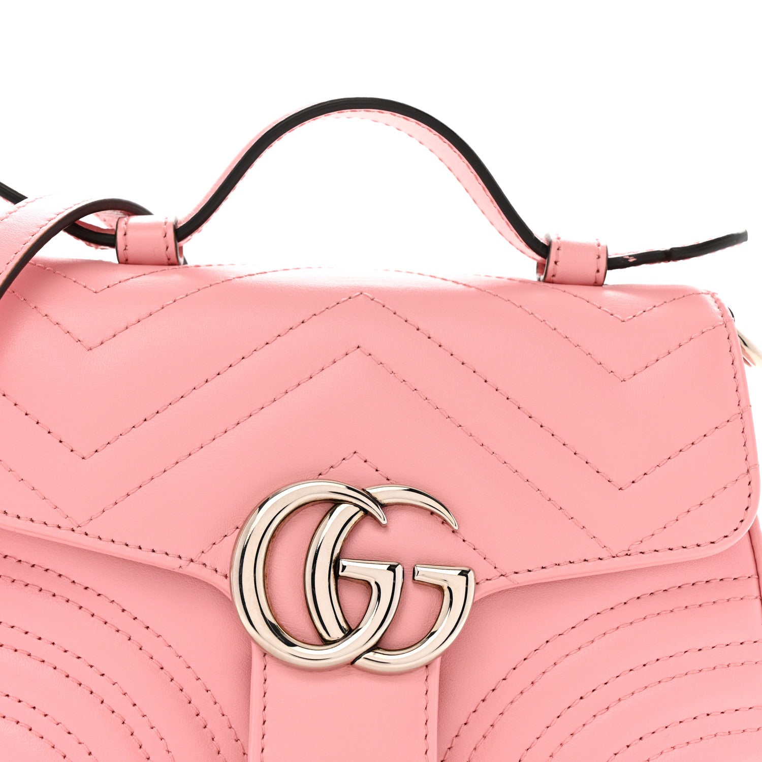 Gucci Calfskin Matelasse Mini GG Marmont Top Handle Shoulder Bag Wild Rose 8 of 13