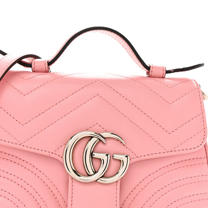 Gucci Calfskin Matelasse Mini GG Marmont Top Handle Shoulder Bag Wild Rose 8 of 13