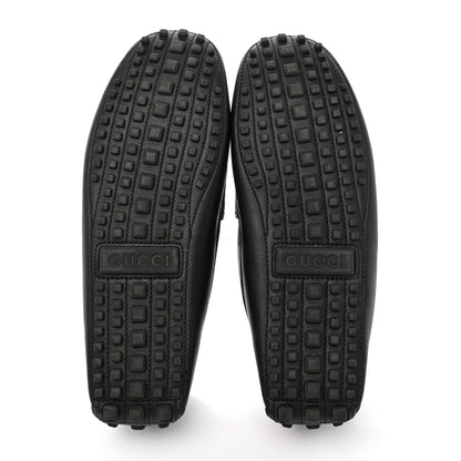 Gucci Soft Clove Calfskin Monochrome Mens Interlocking G Driver Loafers 10.5 Black 6 of 12
