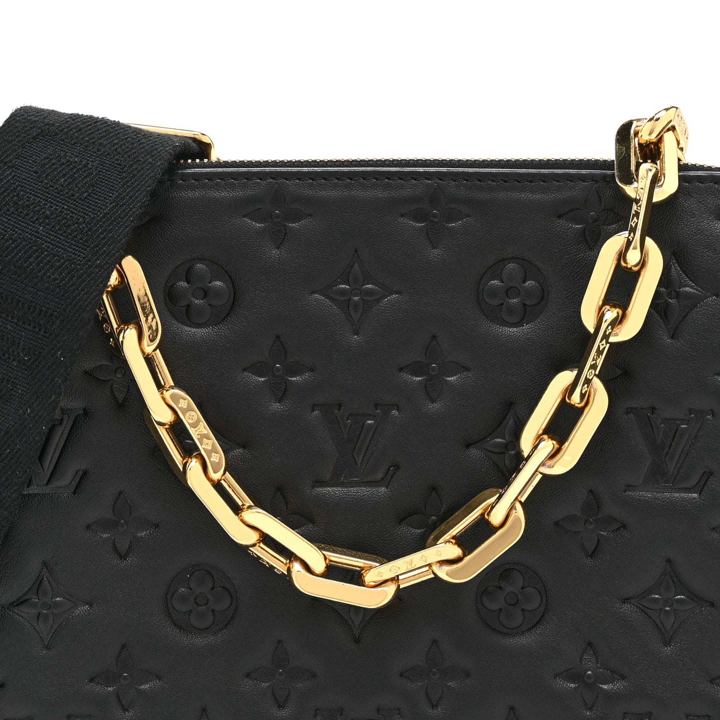 Lambskin Embossed Monogram Coussin PM Black