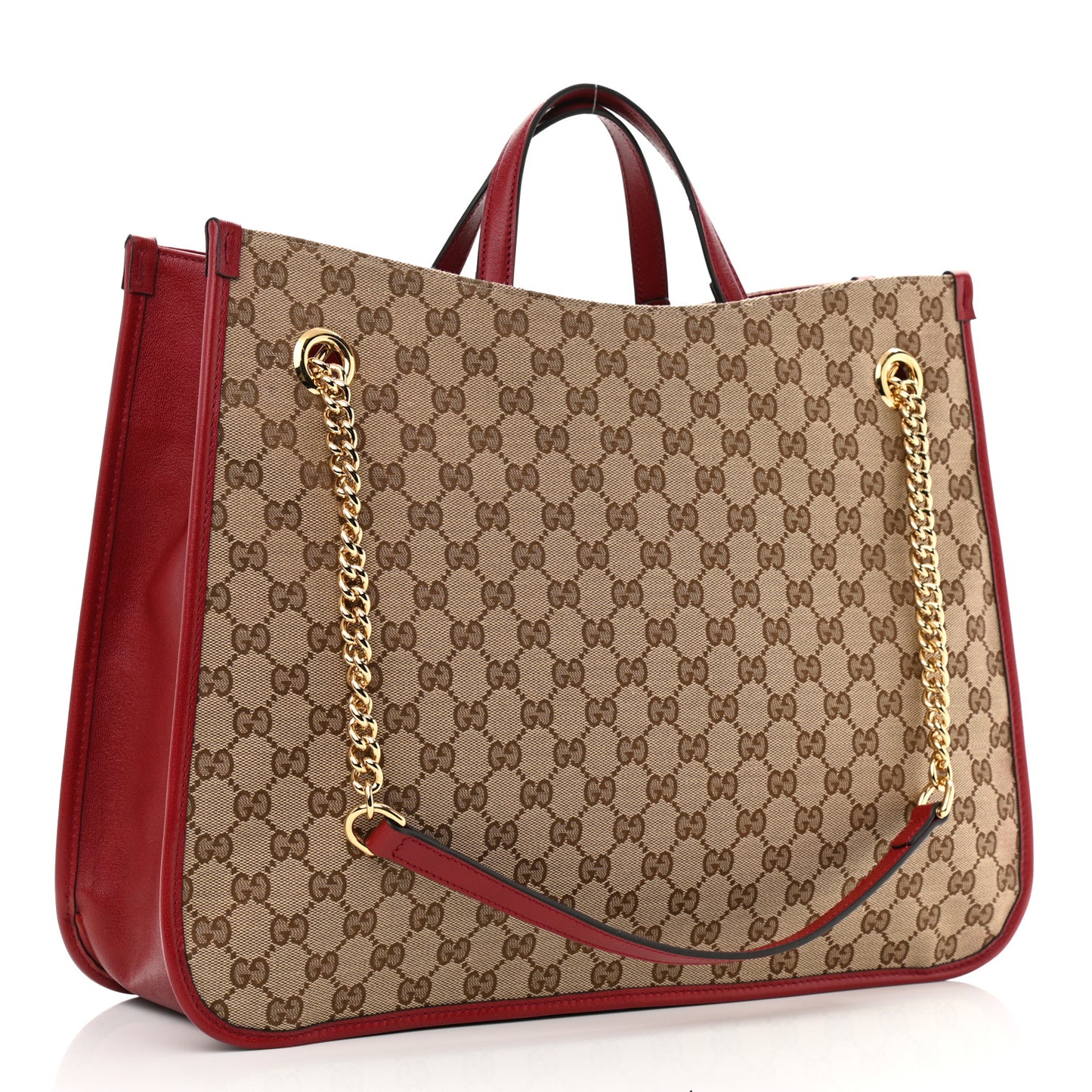 Monogram New Sakai Calfskin Lux Large Horsebit 1955 Tote Bag Beige Ebony New Cherry Red