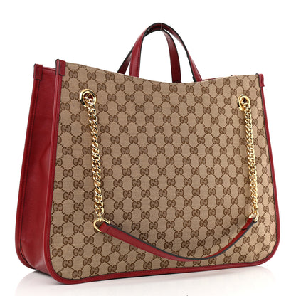 Gucci Monogram New Sakai Calfskin Lux Large Horsebit 1955 Tote Bag Beige Ebony New Cherry Red 3 of 11