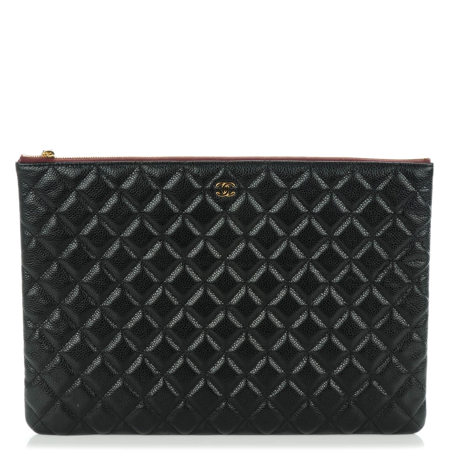 Caviar Quilted Large Cosmetic Case Black