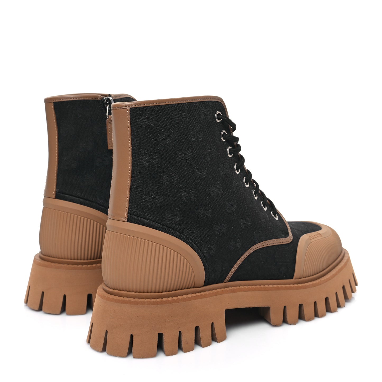 Monogram Miro Soft Calfskin Mens Lace Up Combat Boots 8 Black Koi Beige