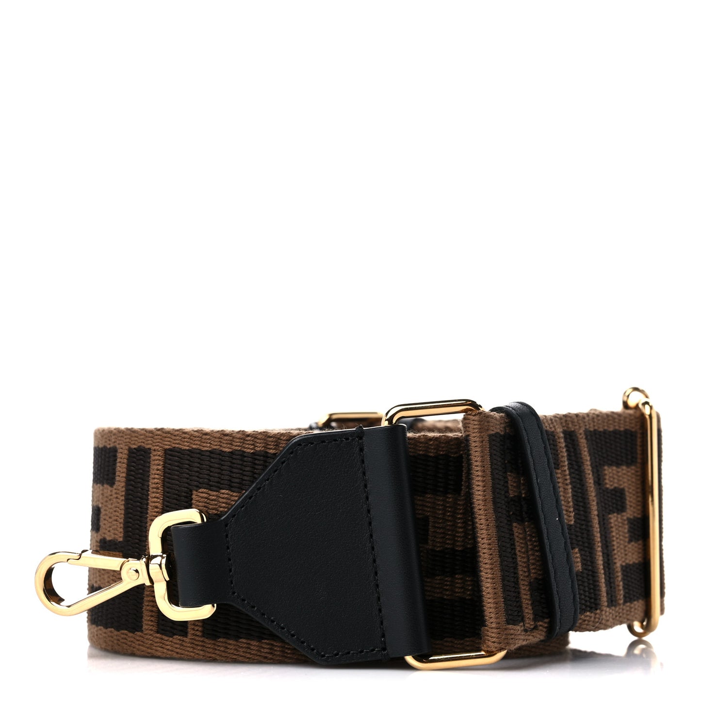Ribbon Vitello Seta FF 1974 Adjustable Strap You Fango Marrone Black