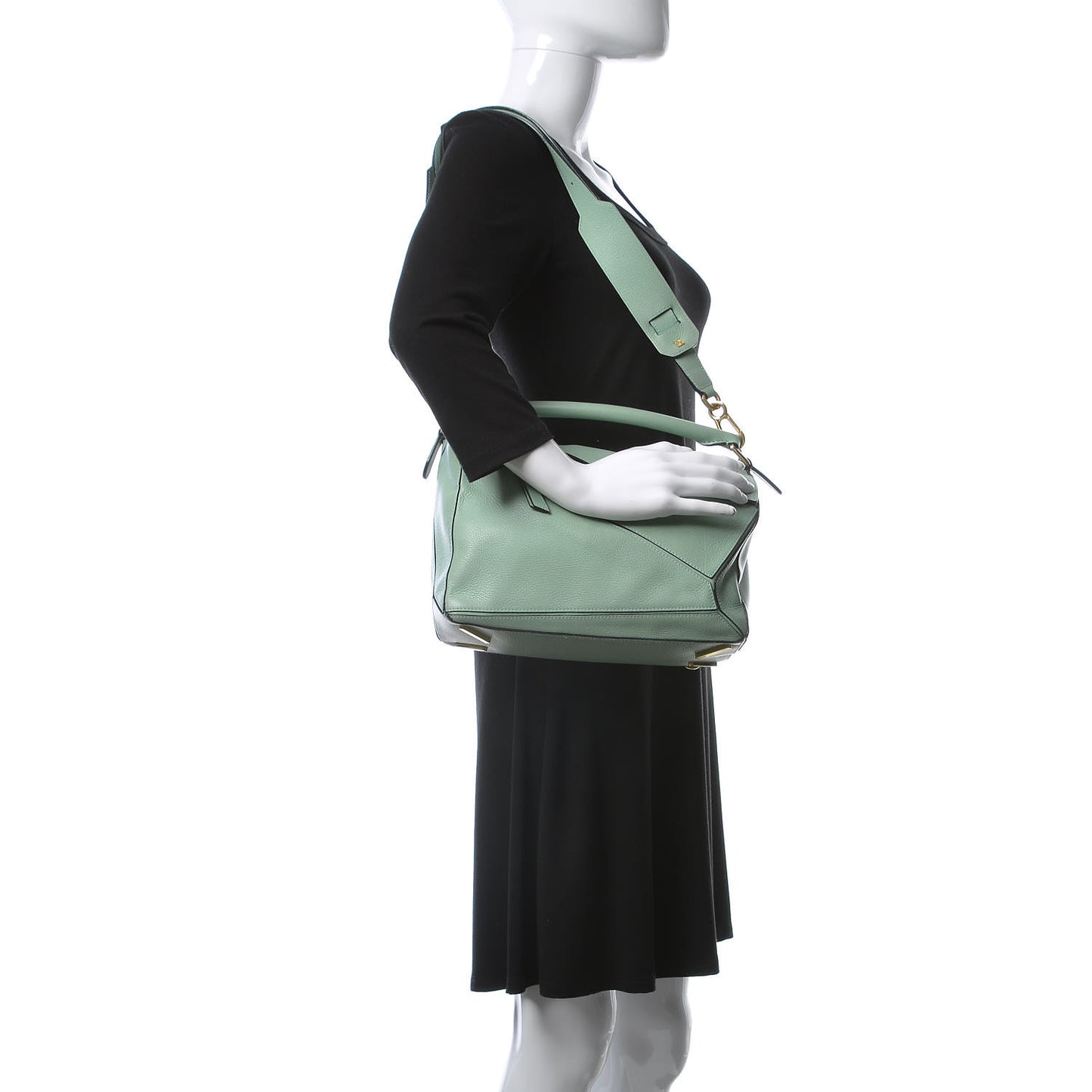Calfskin Puzzle Bag Sea Water Green