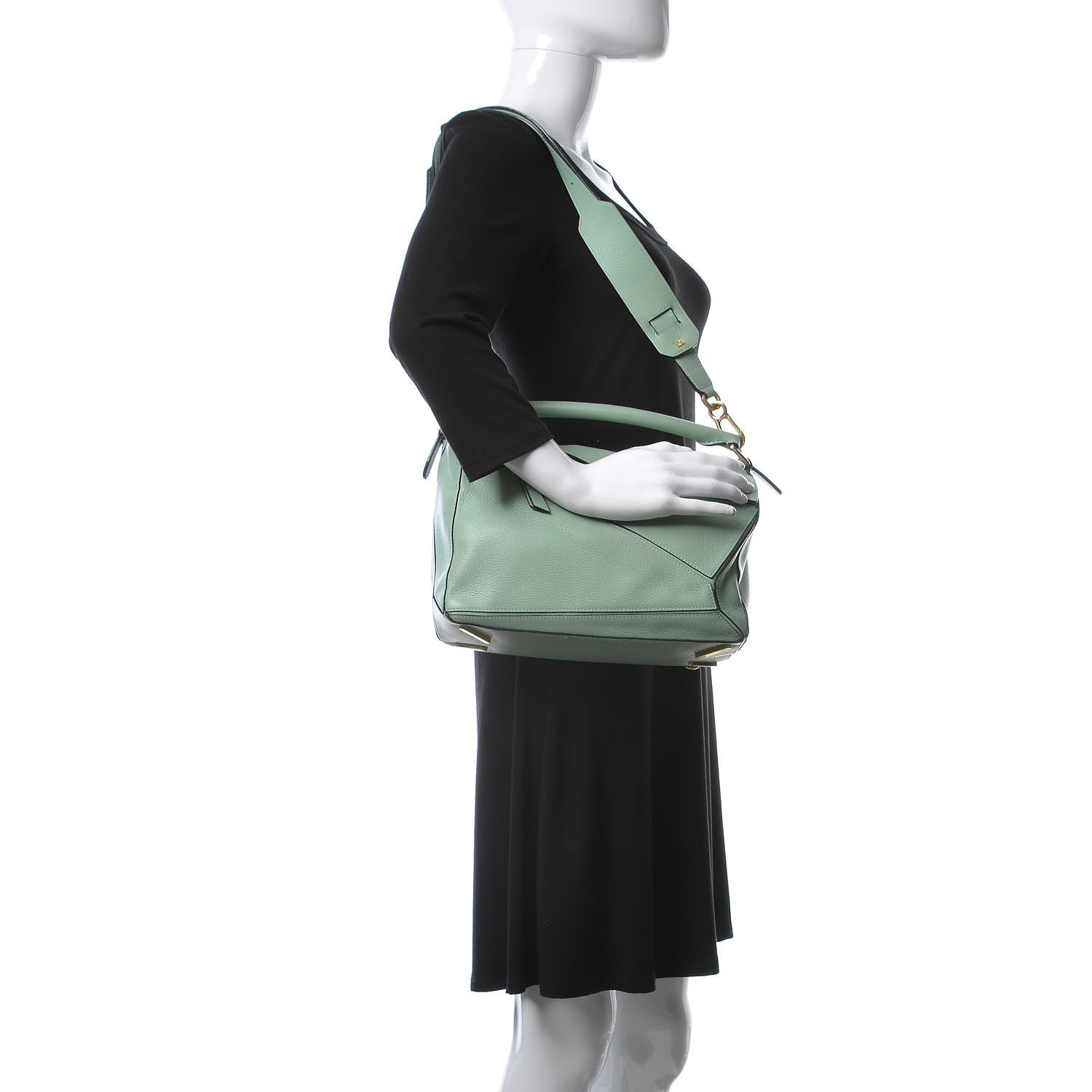 Loewe Calfskin Puzzle Bag Sea Water Green 2 of 17