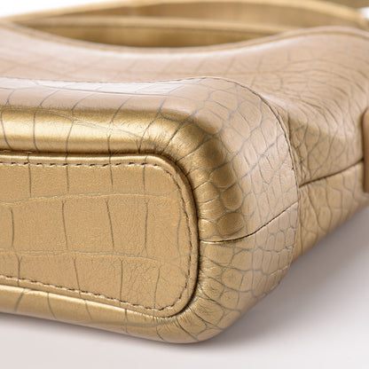 Chanel Metallic Calfskin Crocodile Embossed Cocodile Small Gabrielle Hobo Gold 11 of 11