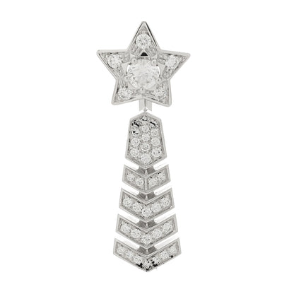 Chanel 18K White Gold Diamond Comete Chevron Single Earring 1 of 6
