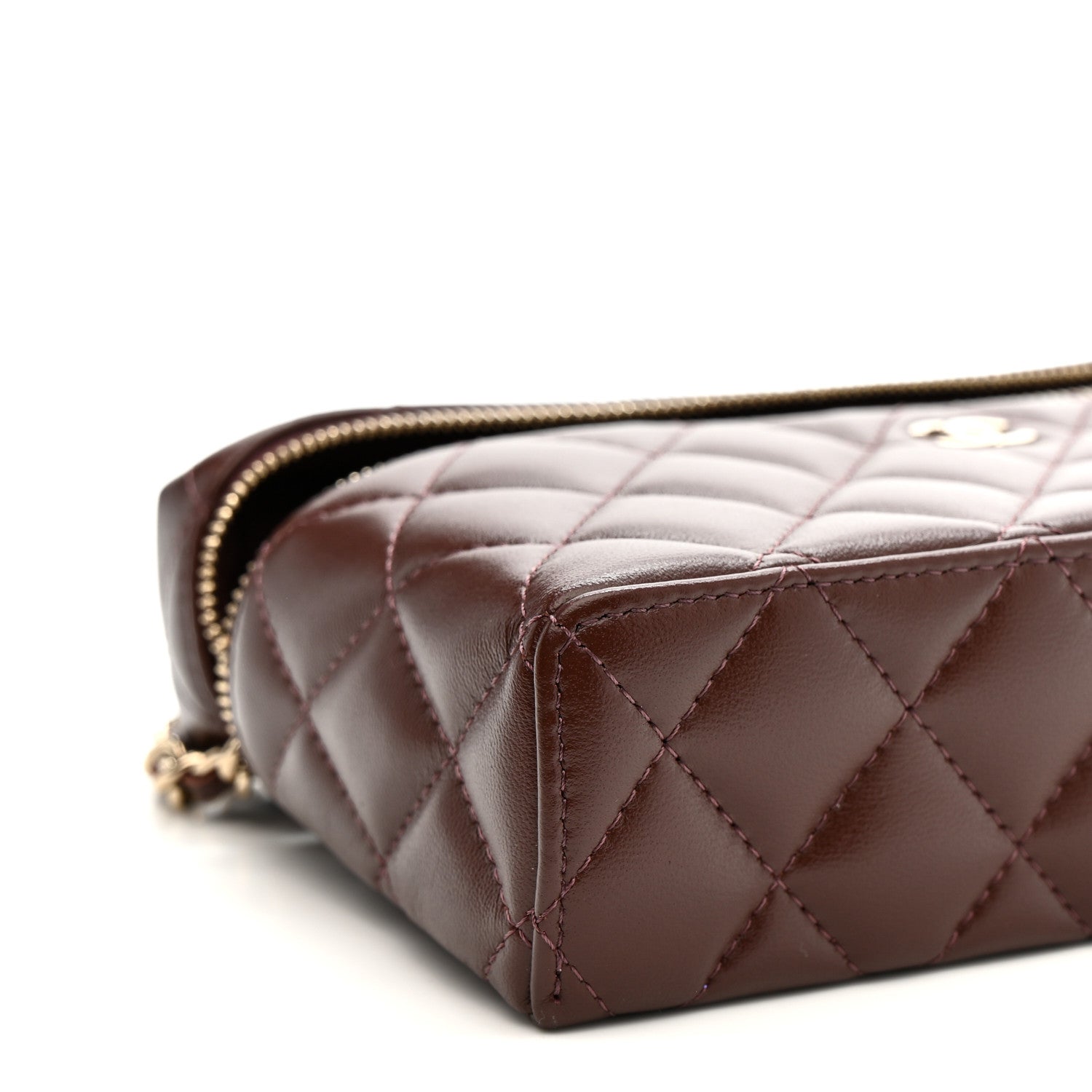 Chanel Lambskin Quilted Top Handle Slim Vanity With Chain Dark Brown 16 of 21