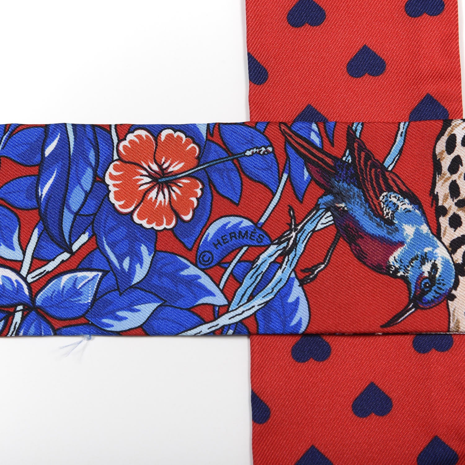 Hermes Silk Jungle Love Love Twilly Rouge Marine Fauve 2 of 5