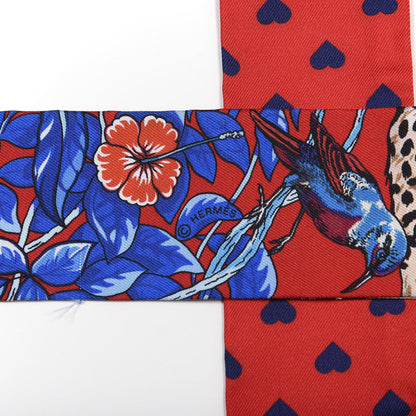 Hermes Silk Jungle Love Love Twilly Rouge Marine Fauve 2 of 5