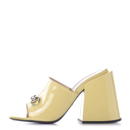 Gucci Patent Lexi Horsebit High-Heel Slide Sandals 41 Burro 1 of 14