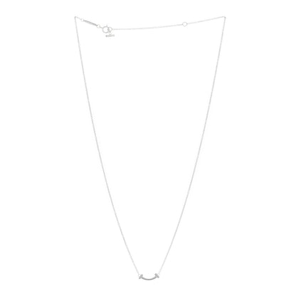 Tiffany 18K White Gold Mini T Smile Pendant Necklace 2 of 3