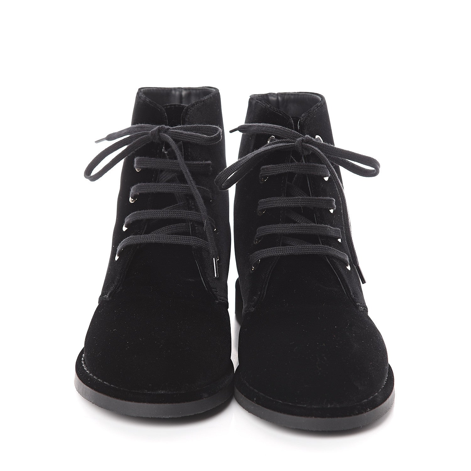 Chanel Velvet CC Lace Up Boots 41 Black 2 of 7