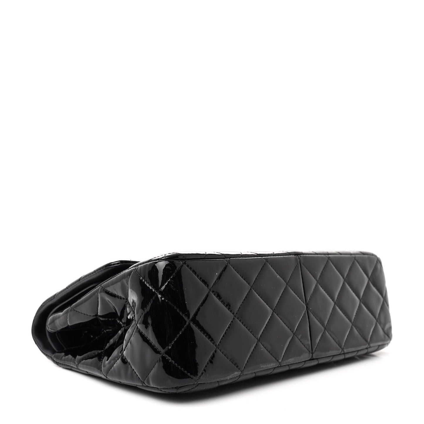 Patent Quilted Jumbo Double Flap Black