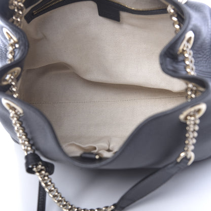 Gucci Pebbled Calfskin Medium Soho Chain Shoulder Bag Black 5 of 10