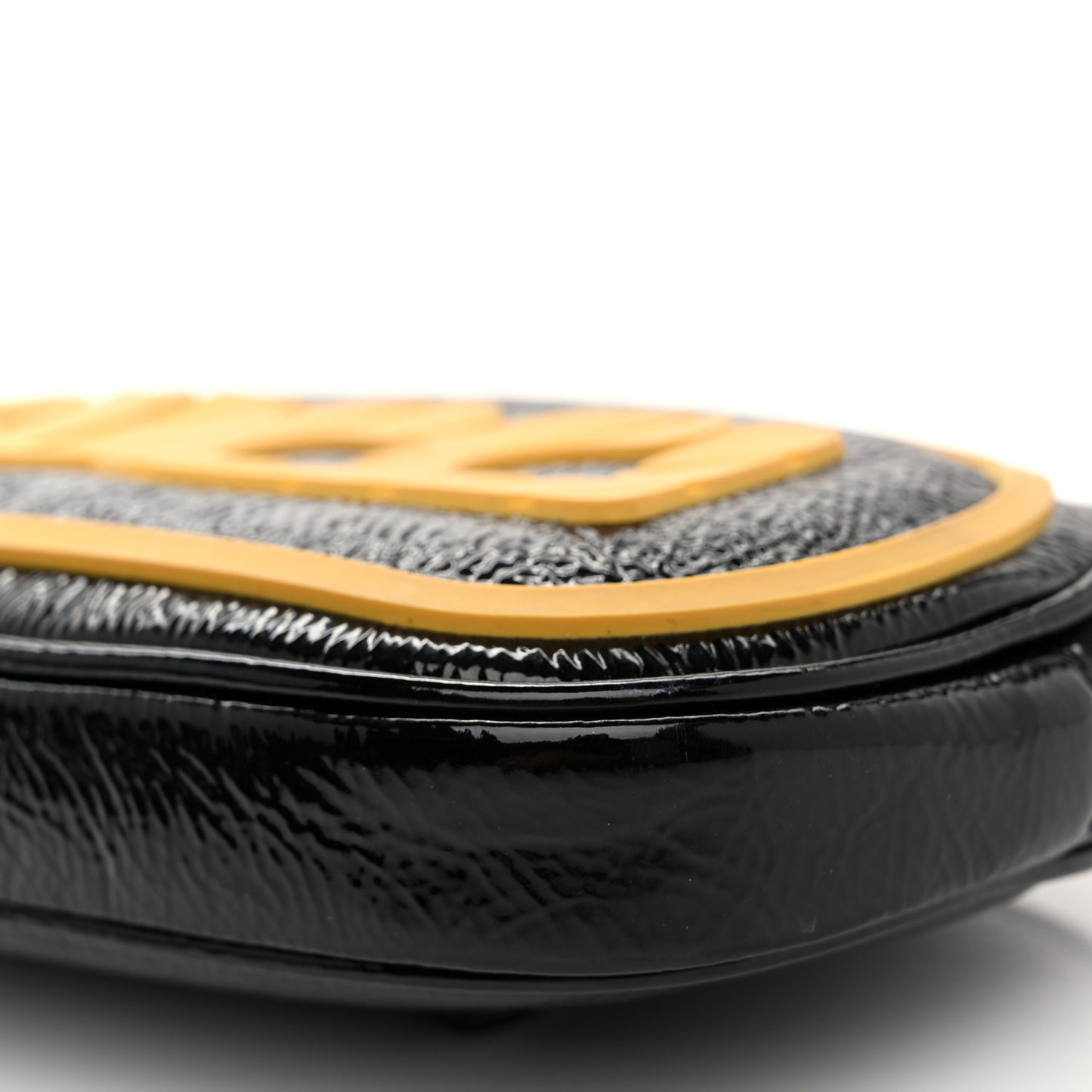 Patent Rubber Game Patch Logo Belt Bag 95 38 Black