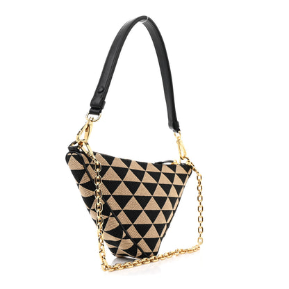 Prada Jacquard Triangolo Symbole Embroidered Mini Triangle Bag Black Corda 3 of 10