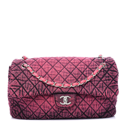 Chanel Denim Quilted Denimpression Flap Red Black 1 of 10