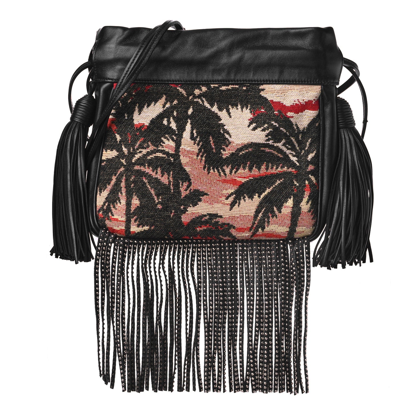 Jacquard Leather Small Fringed Sunset Helena Bucket Bag