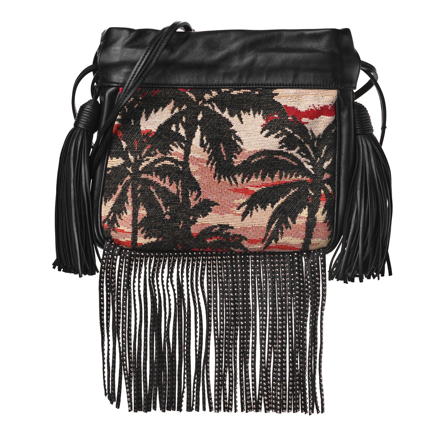Saint Laurent Jacquard Leather Small Fringed Sunset Helena Bucket Bag 1 of 8