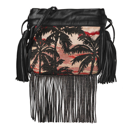 Saint Laurent Jacquard Leather Small Fringed Sunset Helena Bucket Bag 1 of 8
