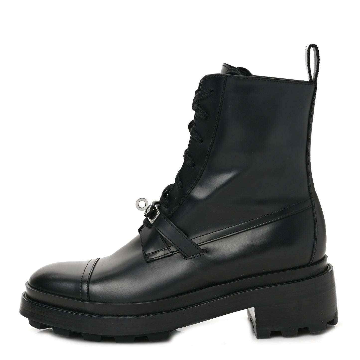 Glossed Calfskin Funk Ankle Boots 39.5 Black