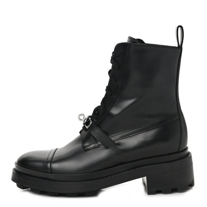 Hermes Glossed Calfskin Funk Ankle Boots 39.5 Black 1 of 8