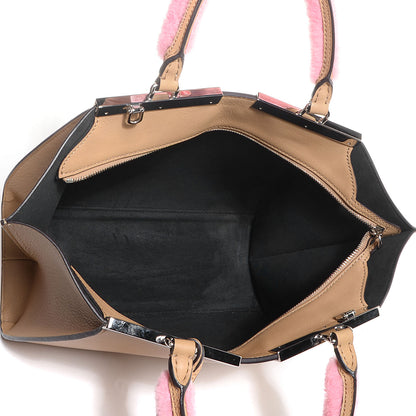Fendi Calfskin Shearling Petite 3Jours Tote Tan 8 of 12