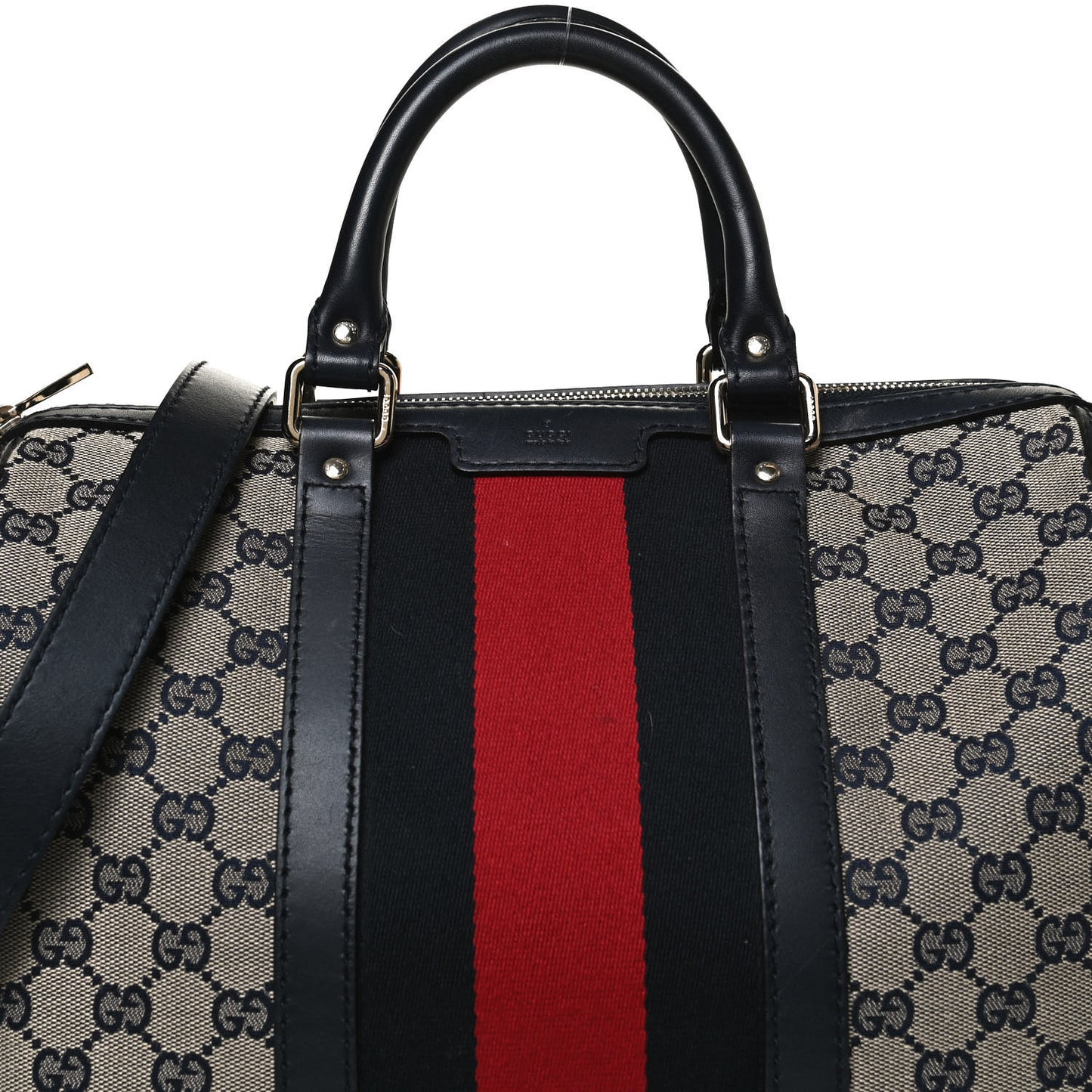 Monogram Selleria Calfskin Vintage Web Medium Boston Beige Blue
